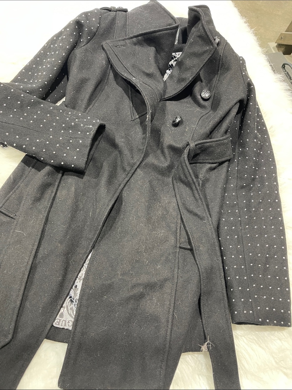 Guess Black Trench Coat with Studded Sleeves